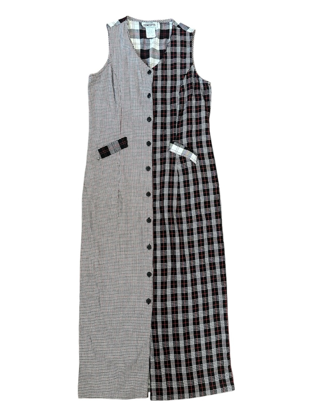 Vintage California Concepts Sleeveless Mixed Plaid Maxi Dress Size 4-6